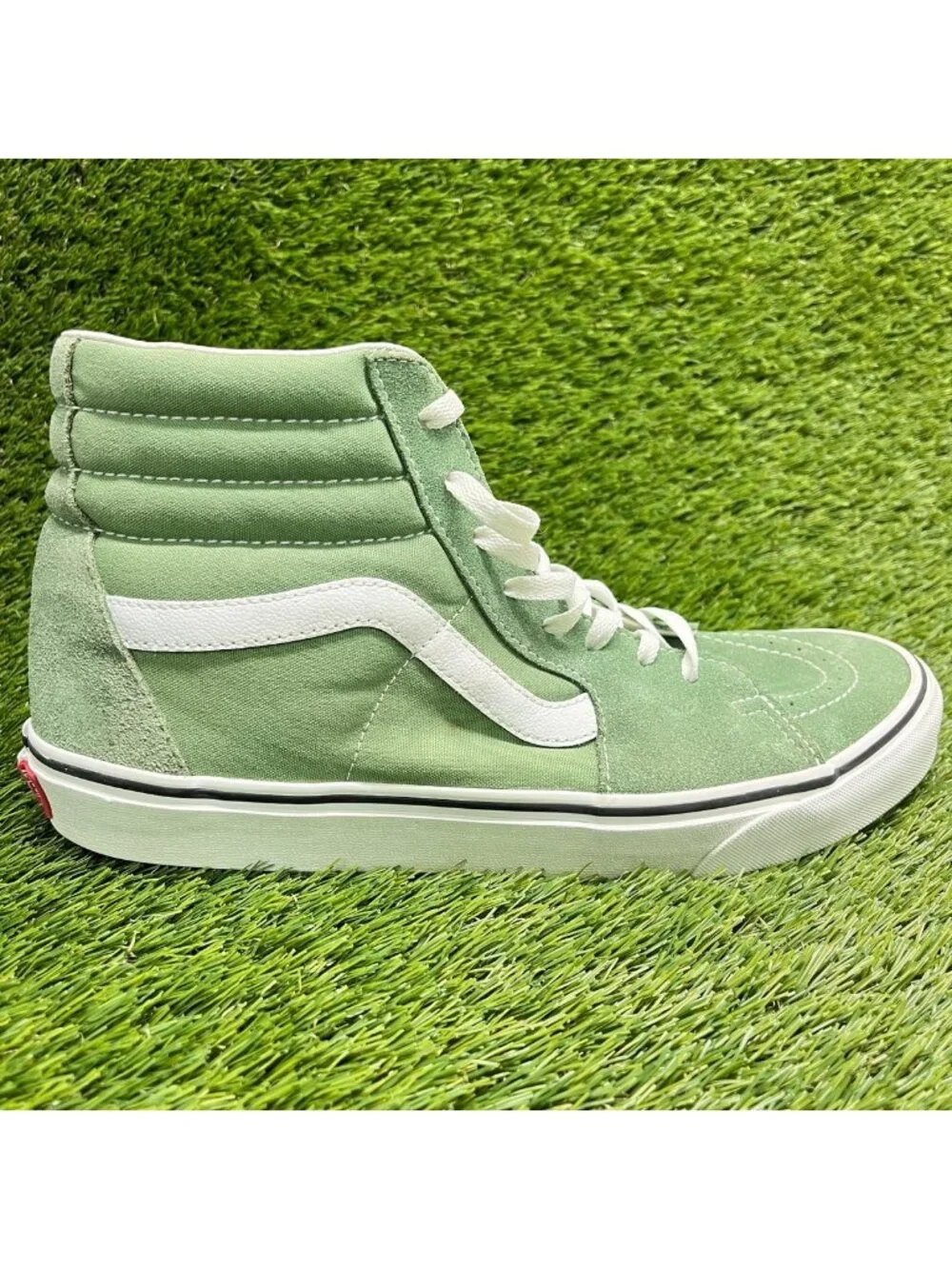 Vans Sk8-Hi Mens Size 11 Shale Green White Athletic Suede Skate Shoes Sneakers